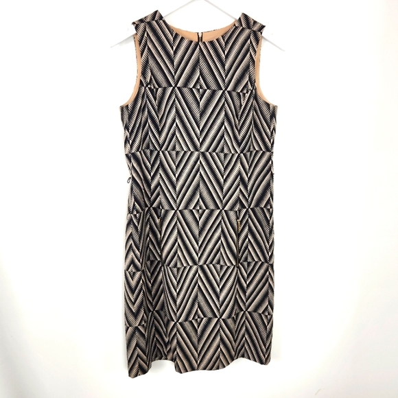 Anne Klein Sleeveless Black and Beige Geometric Print Sheath Dress Size 10 - Picture 1 of 10